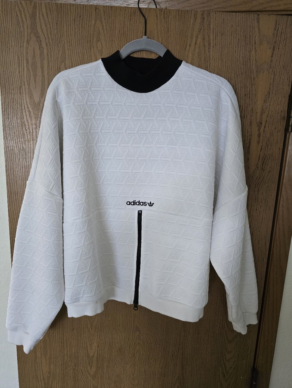 ADIDAS ORIGINALS White Logo Quilted Zip Sweater